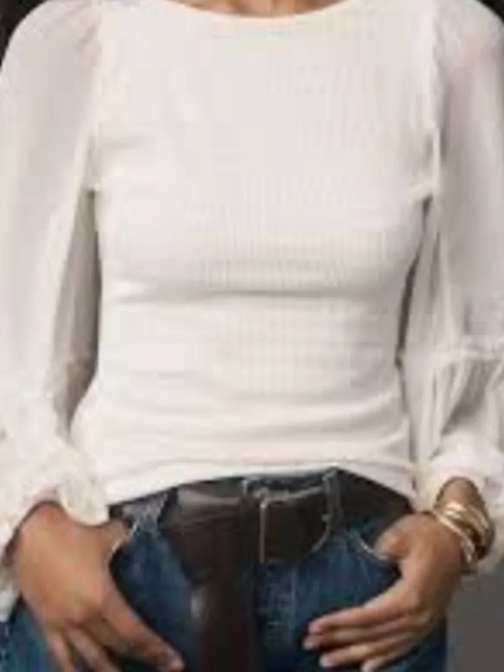 NWT By Anthropologie Balloon-Sleeve Smocked Top fitted stretch Womens Sz XS